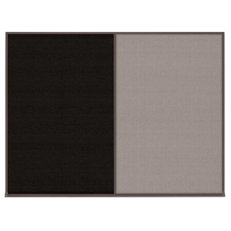 United Visual Products Double Door Radius Corkboard, 42"X32", B UV80025-BLACK-RUBBER